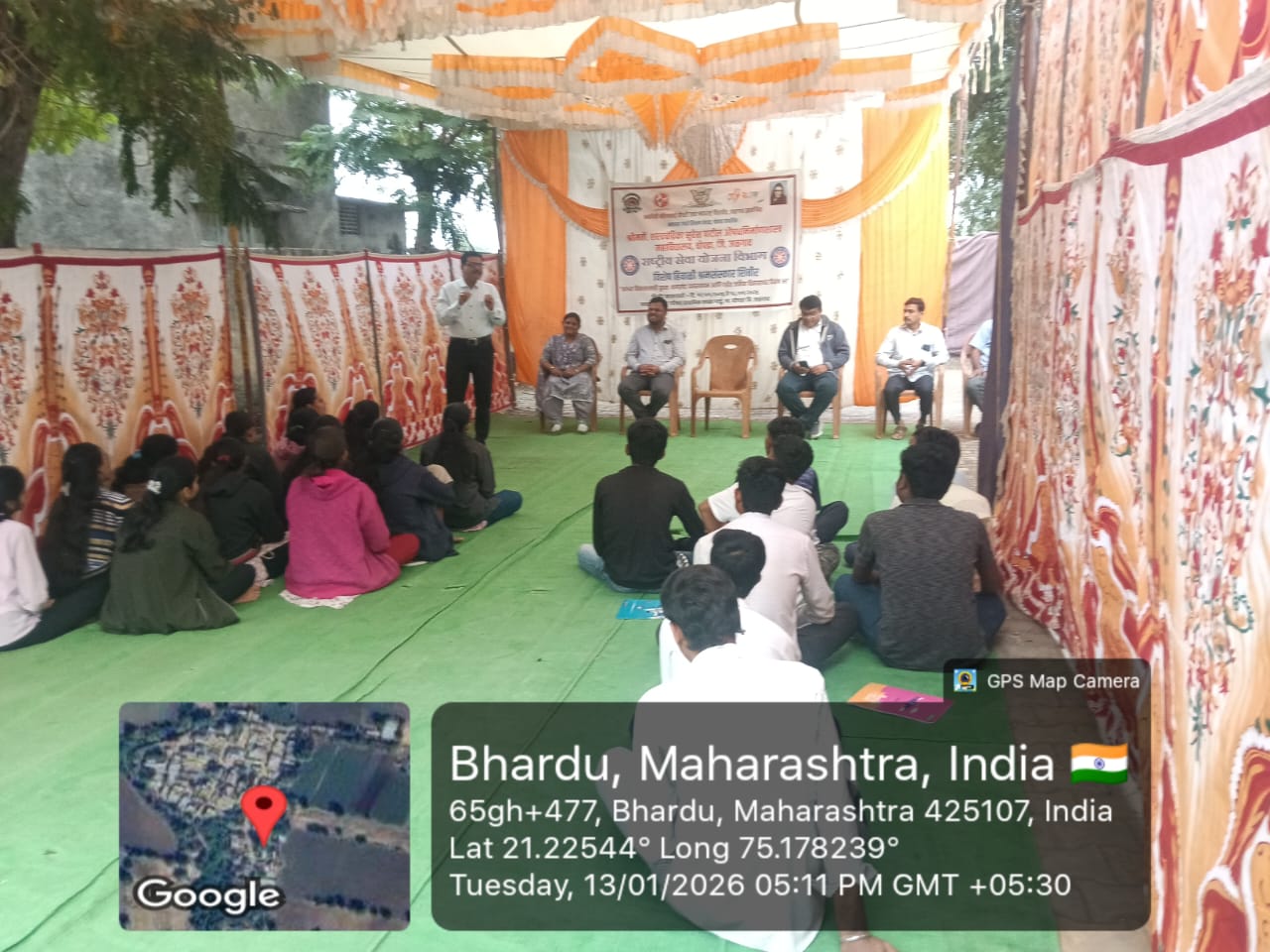 On 13th January 2026, the camp began with morning prayer and yoga practice. This was followed by a cleanliness drive in the ????? of Zilla Parishad Primary School, Bhardu.